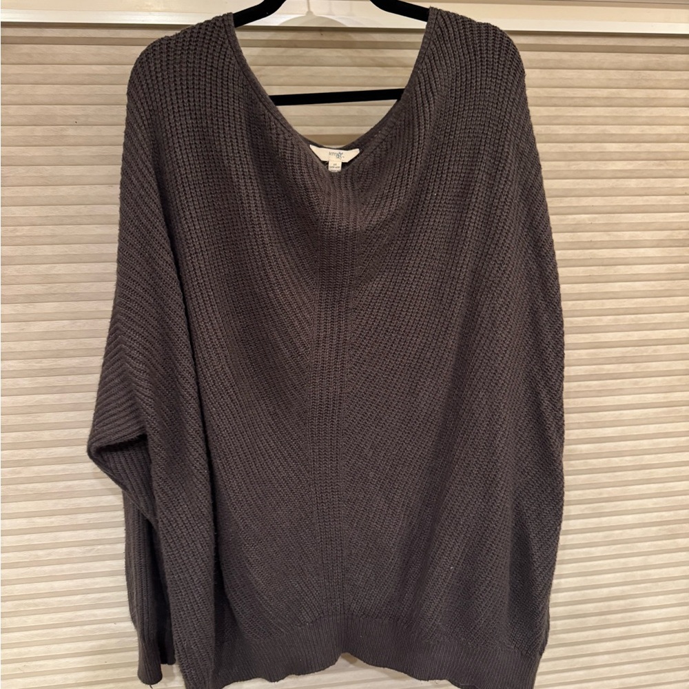 Terra & Sky Charcoal V-Neck Sweater
